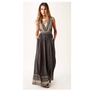 Free People Border Print Deep V Romper